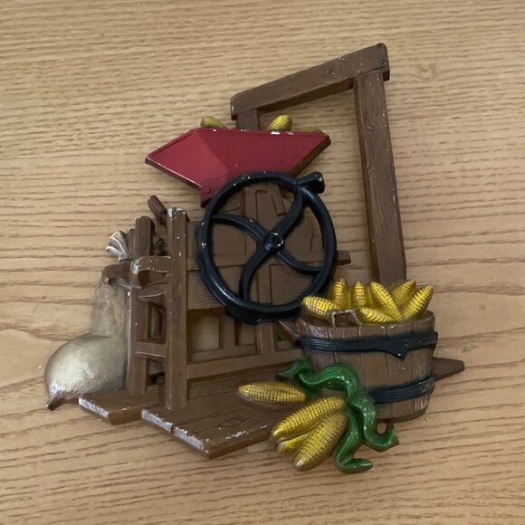 Vintage Homco Apple Cider Press Corn Mill 1978 Metal Wall Hanging Decor Set - Picture 3 of 11